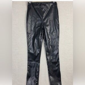 SBetro by Suzanne Betro vegan leather pants. split hems, side zip. new with tags